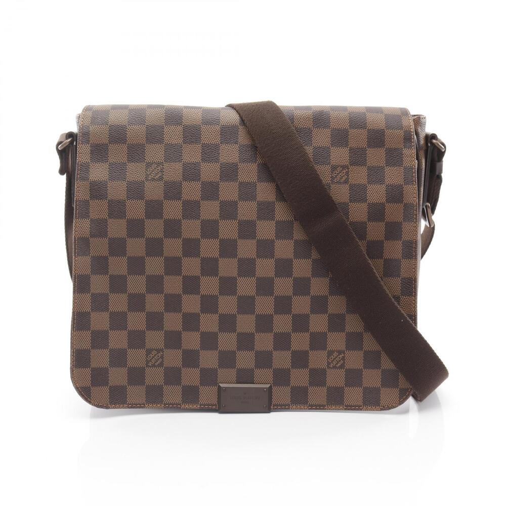 Louis Vuitton District Damier Ebene Brown Shoulder Bag Canvas Leather Brown